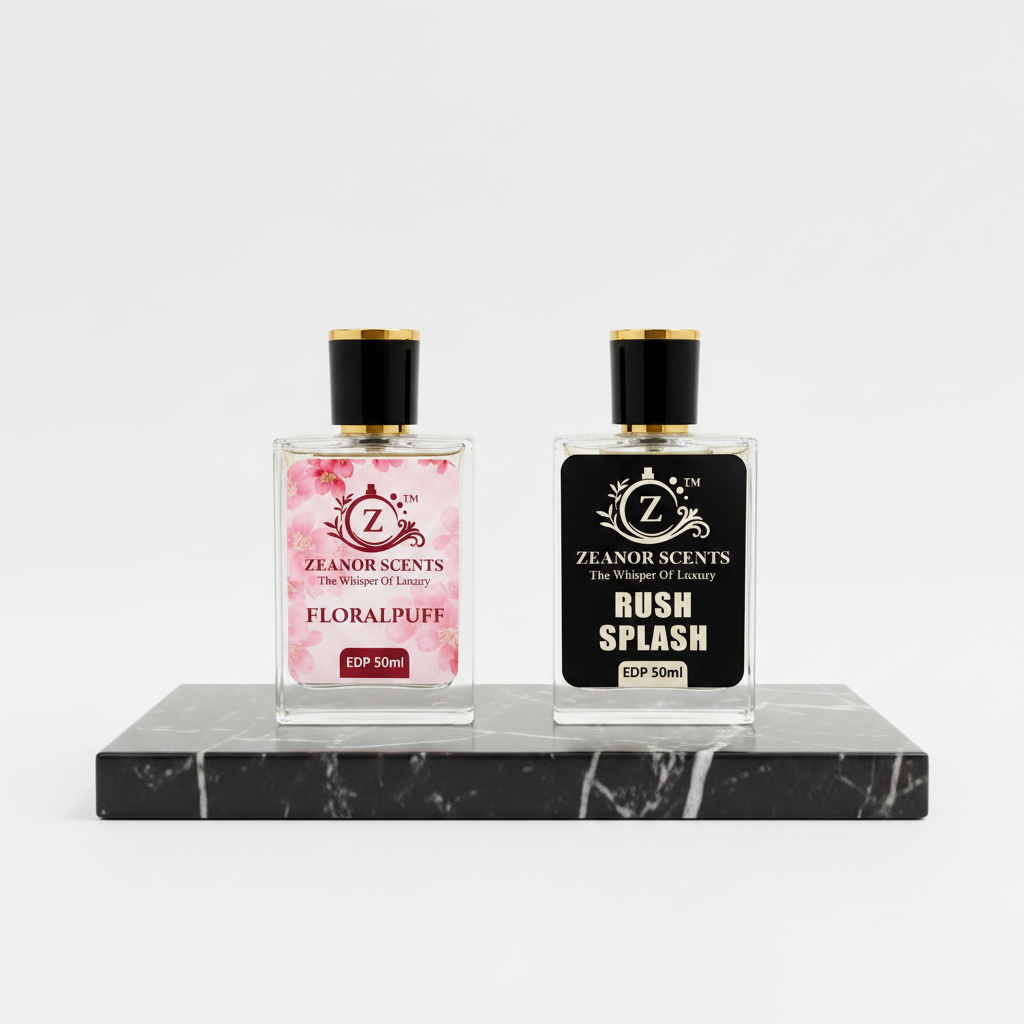 FloralPuff and Rush Splash fragrance duo by Zeanor Scents