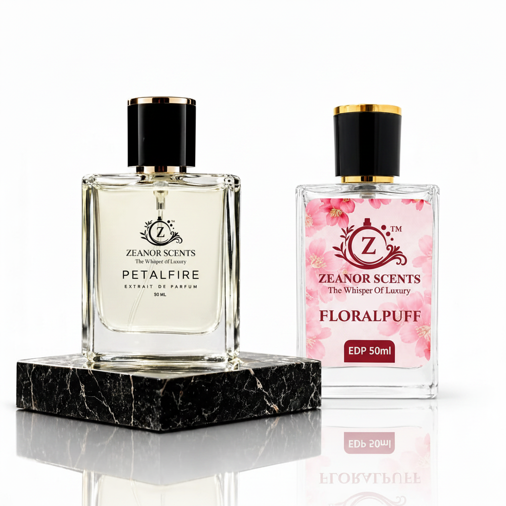 PetalFire and FloralPuff fragrance duo by Zeanor Scents