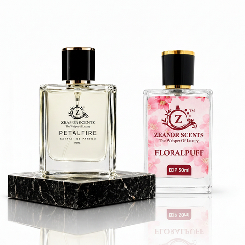 PetalFire and FloralPuff fragrance duo by Zeanor Scents