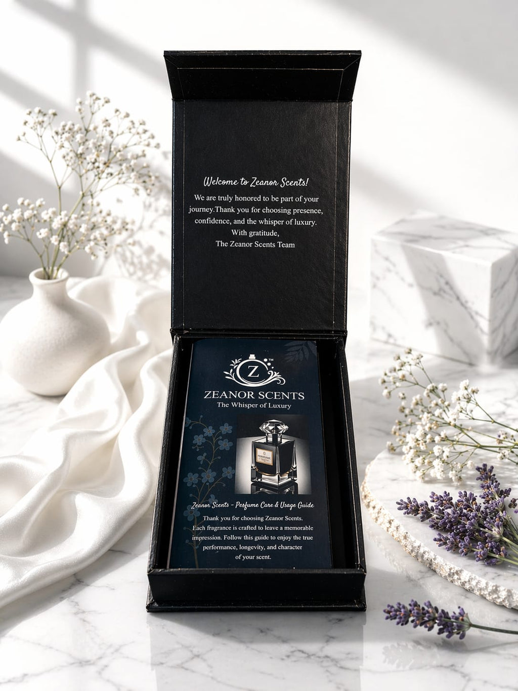 Zeanor Scents FloralPuff luxury perfume gift box unboxing Pakistan
